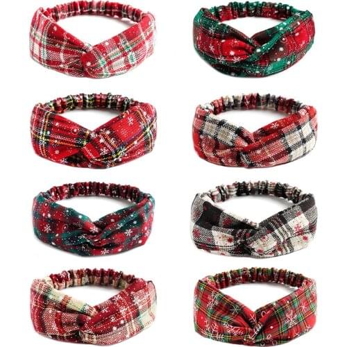 Women Sweet Hairbands Cross Christmas Print Headbands Hair Accessories Girls Turban Bandage Hair Bands Parent-Child Headwear New