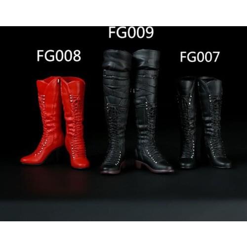 6 Colors 1/6 Scale Female Soldiers Figure Long and Middle Leather Boots Accessory Solid Inside for 12'' Detachable Feet Body