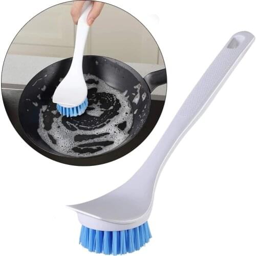 Pan Pot Dish Sink Brush Kitchen Scrub Brush with Scraper Tip Comfortable Grip Odourless Bristles for Pot Pan Casts Clean