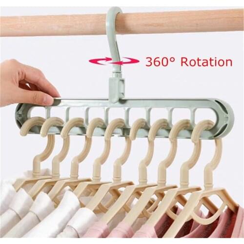 Clothes Hanger Multi-port Support Circle Clothes Drying Racks 9 Hole Rotating Multifunction Plastic Scarf Storage Rack