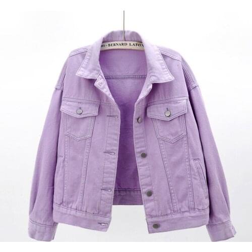 2020 New Autumn Denim Jacket Women Candy Color Long Sleeved Short Coat Loose Jeans Jacket Student Denim Coat Casual Tops P893