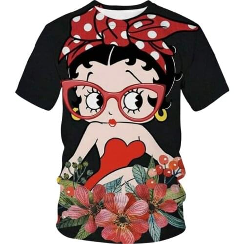 Anime short-sleeved womens t-shirt Trendy T-shirt Summer round neck 3DT shirt Casual T shirts Cartoon girl t shirt tops