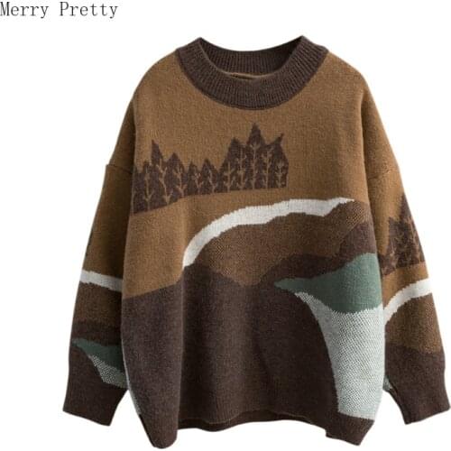 Cartoon Embroidery Jacquard Casual Knitted Pullover Women Sweaters 2021 Summer Vintage Full Sleeve O-neck Korean Female Tops