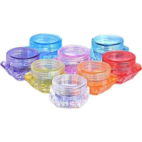 1)100 Pcs 5 Gram/5 ML Cosmetic Sample Empty Container Plastic Cosmetic Pot Jars with Lids Diamond-shapeJars Bottles (Mix color)