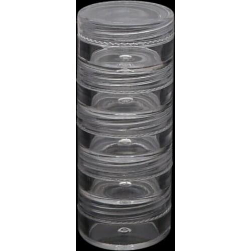 1 Set 5 Layer Cylinder Stackable Bead Containers Plastic Round Clear Storage Jar Box for Beads Buttons Crafts Small Item