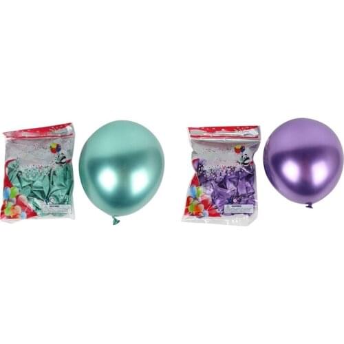 100Pcs 10 Inch Metallic Latex Balloons Thick Chrome Glossy Metal Pearl Balloon Globos for Party Decor Green & Purple
