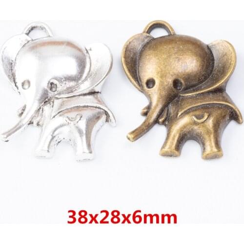 12 pieces of retro metal zinc alloy elephant pendant for DIY handmade jewelry necklace making 7515