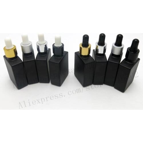 200 x Refillable 1oz Frost Black Glass Dropper Container Vials 30cc Square Black Glass Dropper E Liquid Bottles