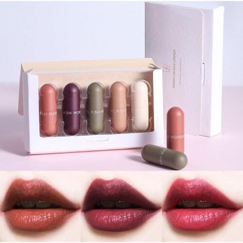 5Pcs/Set Mini Matte Lipstick Set Waterproof Long Lasting Makeup Lipstick Kit Lip Stick Wholesale Matte Lipstick