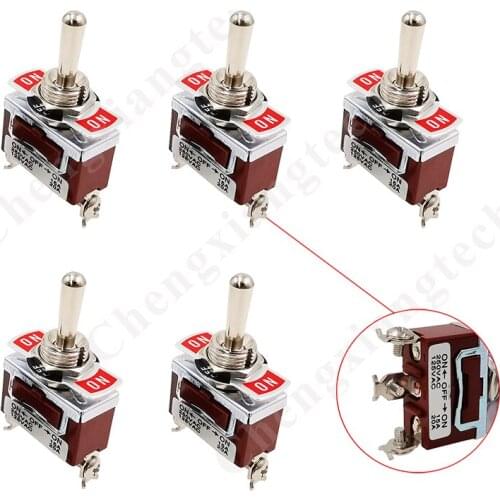 5pcs/lot, Heavy Duty ON/OFF/ON Marine Boat Rocker Switch Car Dash Light Metal DPDT 3Pin 250V 15A / 125V 20A Toggle Flick Switch