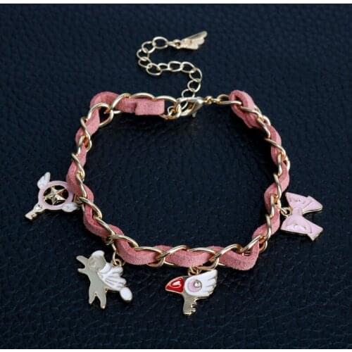 Anime Jewelry Card Captor Sakura Bracelet Sweet angel wing Wand Bangles Bracelets for Women Wristband a Bracelet