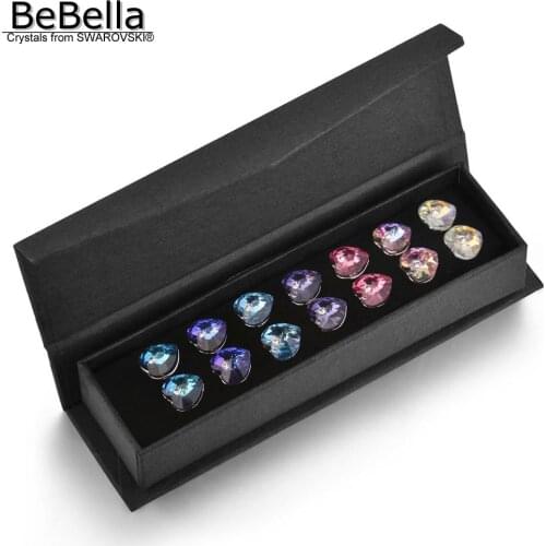 BeBella 1.0cm Weekly Heart Stud Earrings Set Created with Crystals from Swarovski in 7 colors for women girls fashion gift