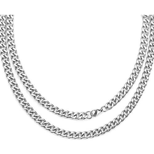 Pure Titanium Curb Chain Necklace for Men Women Hypoallergenic Light Weight Choker Fashion Jewelry