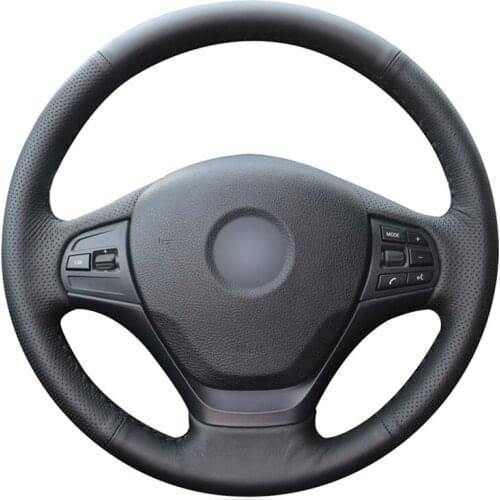 Black Artificial Leather DIY Hand-stitched No-slip Car Steering Wheel Cover for BMW F30 F31 F34 F20 F21 F22 F23