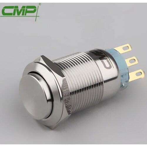 CMP 19mm Waterproof High Surface Stainless Chrome Plated Brass Anti-Vandal Reset Button Switch IP67