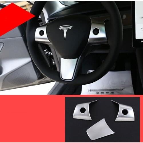 For Tesla Model 3 Interior modification Central Control Panel Glass Rising Window Button Frame Steering Wheel decoration ABS