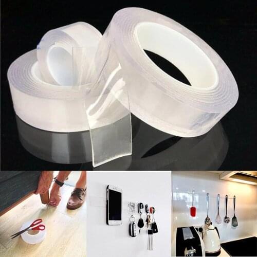 1//3/5M Nano Tape Double Sided Tape Transparent No Trace Reusable Waterproof Adhesive Tapes Glue Cleanable Home Tapes Wholesale