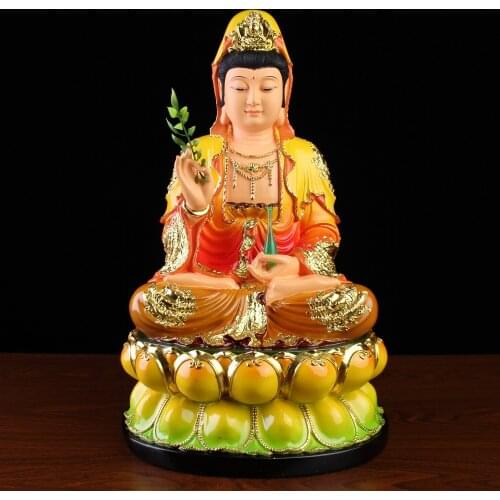 Guanyin Buddha worship living room fortune ornaments Guanyin Avalokitesvara resin figure statuette safe and sound figurine