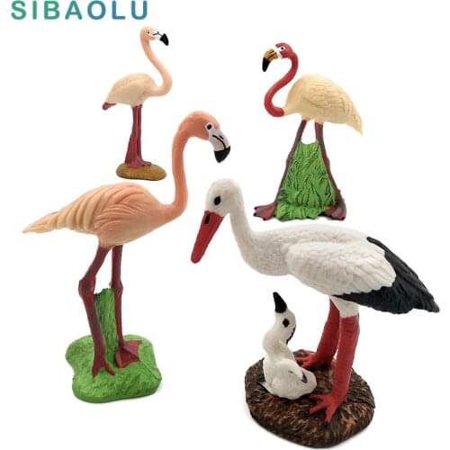 Simulation Flamingo White crane Miniature Animal Model bird Figurine home decor miniature fairy garden decoration accessories