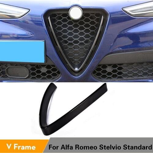 Carbon Fiber Front Grill Mesh Frame Cover for Alfa Romeo Stelvio Standard SUV 4 Door 2017 2018 2019 TI Car Styling