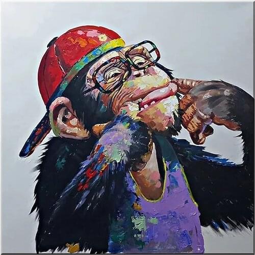 Hand Made Oil Painting The The gorilla makes a Face Modern Art Artworks Funny TinTin Cartoon On Canvas For Kids Room