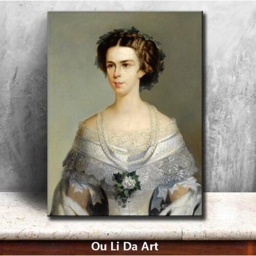 Classical court figures princess pearl necklace portrait oil paintings canvas printing printed on canvas art decoration picture