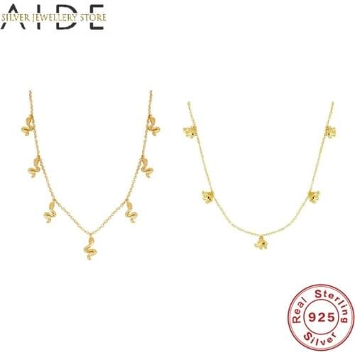 AIDE Punk Animal Choker Necklace For Women INS Glossy Snake/Elephant Clavicle Chain 925 Sterling Silver Collares Fine Jewelry
