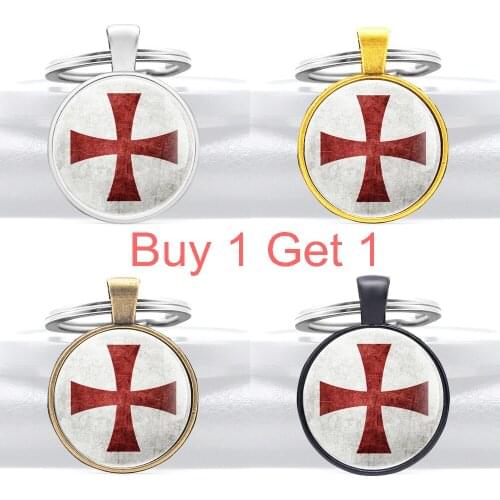 Buy 1 Get 1 Retro Cross Glass Dome Key Chains Charms Christian Men Women Key Ring Jewelry Gifts