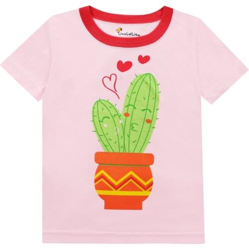 Loverly Girls Summer T shirt Girl tees Cactus t-shirt for girls cotton childrens tshirts for Baby child shirts Kids tops