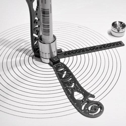 Multi-Function Protractor Rotation Angle Ruler Portable Stationery Metal Compass Ruler Multi-Function Design Drawing Tool Ruler