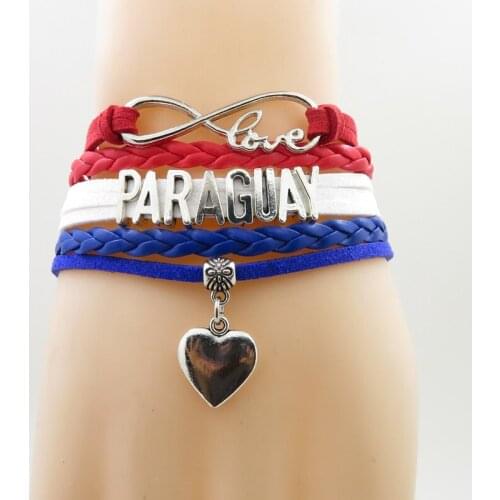 Fashion love paraguay Bracelet heart Charm paraguay country bracelets & bangle for Women and men jewelry