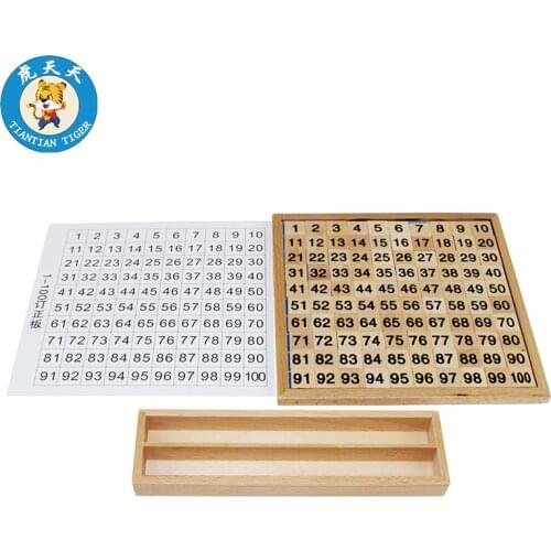 Montessori Mathematics Baby Educational Wooden Toys 1-100 Consecutive Number Counting Game Hundred Board With Box