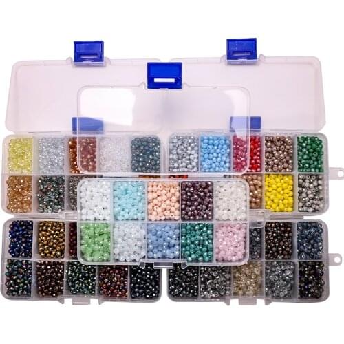 Box Set 4mm Glass Rondelle Crystal Beads Colorful Round Spacer Bead For DIY Making Handmade Beaded Bracelet Jewelry 1000Pcs/Box