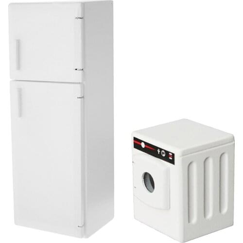 Realistic 1/12 Scale Dollhouse Furniture Set Refrigerator & Washing Machine Kits