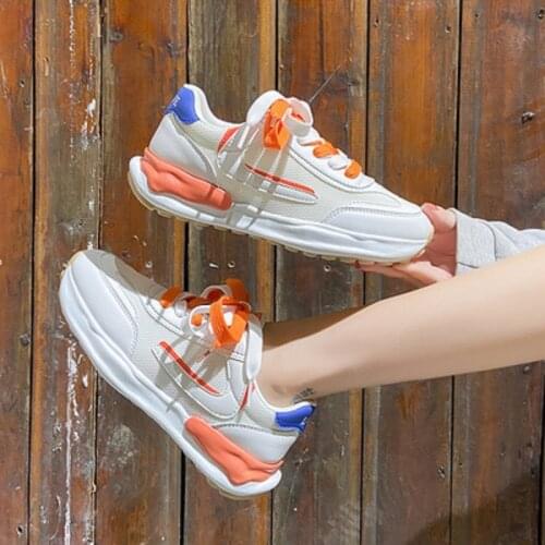 2021 summer new daddy shoes female thin section breathable versatile casual sports white womens shoes dissolving shoes