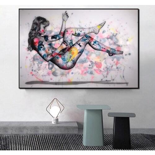 Nude Art Graffiti Painting Sexy Girls Wall Art Pictures Canvas Painting Posters and Prints Cuadros for Living Room Home Decor