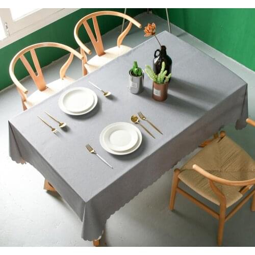 Solid Color Decorative Table Cloth Rectangular Tablecloths Dining Table Cover Solid Color Waterproof Dining Tablecloth Grey