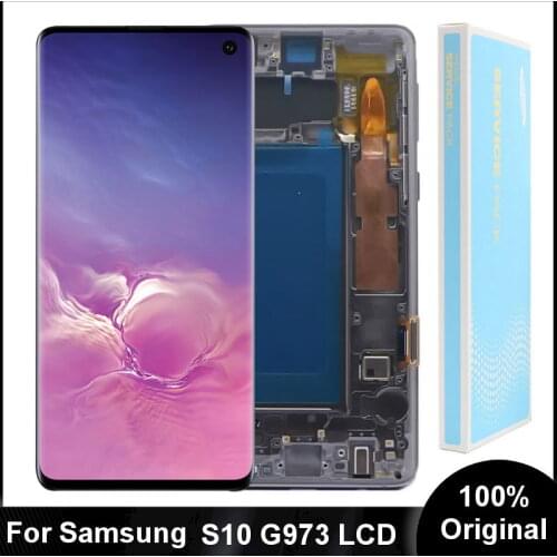 Original AMOLED S10 LCD For Samsung galaxy S10 G973 SM-G9730 G973F SM-G973F/DS Lcd Display and Touch Screen Digitizer Assembly
