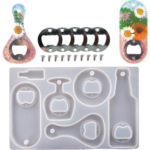 Beer Bottle Opener Corkscrew Silicone Epoxy Resin Mold with Accessories DIY Crafts Jewelry Casting Home Decoration