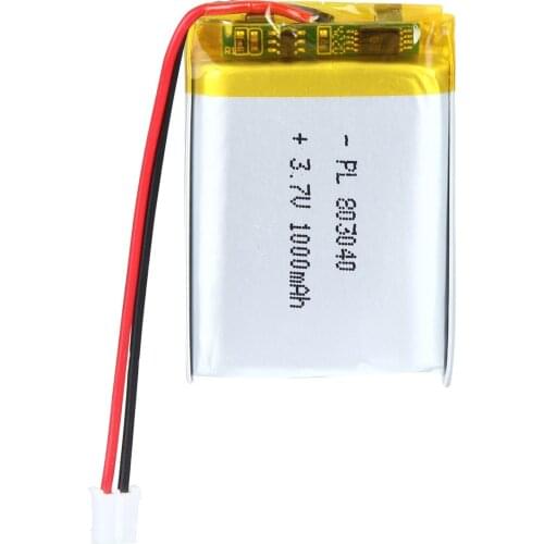 Mejuew 3.7V 1000mAh 803040 Rechargeable Lipo Battery with JST Connector