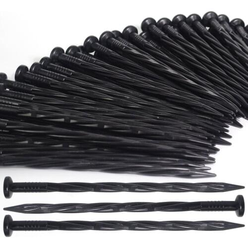 Garden Border Plastic Edging Stakes 8-Inch Landscape Anchoring Spikes Spiral Nylon Paver Weed Barriers Turf Tent Anchoring Pegs