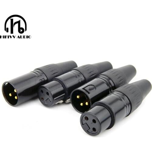 Hifivv audio Black Gold-plated core XLR Connector 3 Pin Female Jack/Male Plug