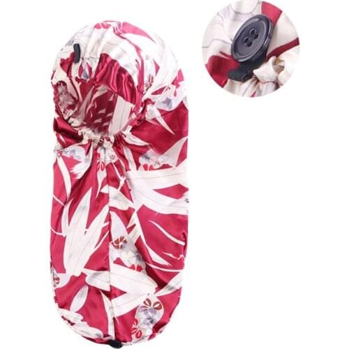 Q1QA Long Satin Sleep Elastic Hair Band Nightcap with Botton Hair Care Nightcap Single Layer Loose Keep Hairdo Tool