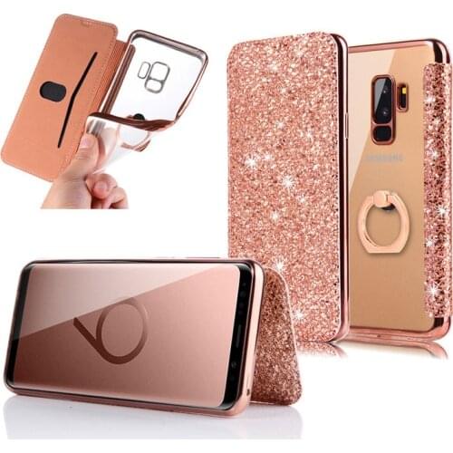 Luxury Glitter Slim Leather TPU Flip Soft Cover For Samsung galaxy S20 Ultra S10E S10 S9 S8 Plus S7 Edge Note 8 9 10 Pro Case
