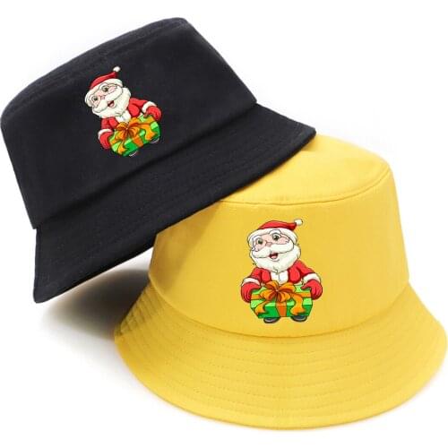 Christmas Santa Claus Bucket Hat Men Headwear Fisherman Hats Female Autumn K-pop Fishing Cap Hot Casual Beige Chapeu Pescador