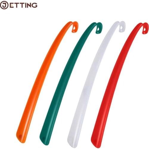 1pcs Plastic Extra Long Shoehorn Lazy Shoe Helper Long Handle Shoes Lifter Pull Shoehorn Slip Handle Long Shoehorn Random Color