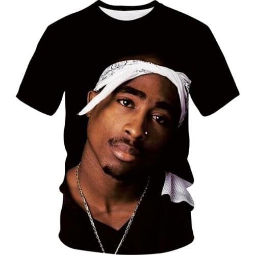 Rock 2pac Shirts 3D Print Tupac Amaru Shakur Hip Hop Streetwear Fashion Round Neck Oversize tshirts Unisex Summer Male Tops Tees
