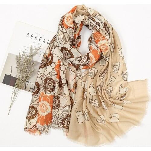 Spain Fashion Spring Women Cotton Scarf Floral Vintage Tassel Beach Hijab Shawls and Wrap Female Foulard Echarp Scarves 180*85cm