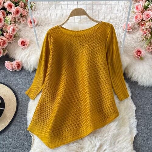 SINGREINY Women Design Irregular Blouse Long Sleeve O Neck Solid Casual Loose Tops 2021 Autumn Fashion Korean Streetwear Blouses