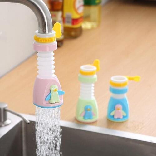 360-Degree Foldable Water Filter Decorative PP Splash-Proof Water Tap Rotatable Cute Penguin Faucet extender